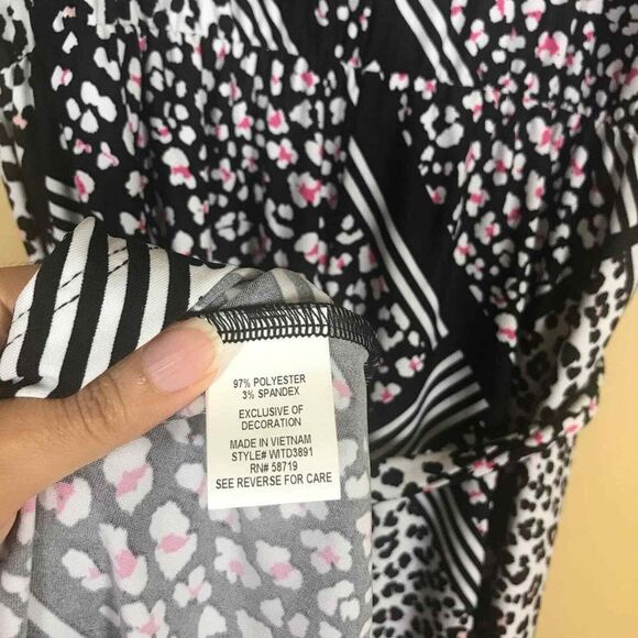 NY Collection Dress Womens 2X Petite Floral‎ Animal Print Beaded V Neck - Picture 7 of 10